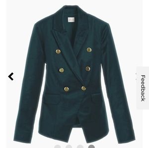 NWT Chico's velveteen blazer in Swiss pine green size 2